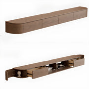 Mueble de TV moderno de madera color marrón nuez para montaje en pared con luz
