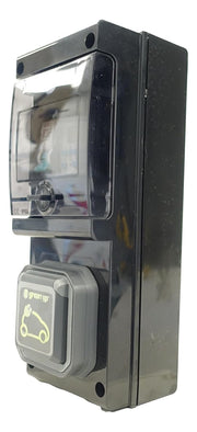 Punto de carga para cargador móvil equipado con una toma Legrand Green'Up con protecciones y contador