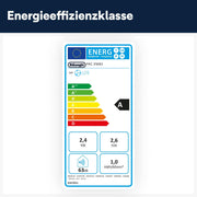 De'Longhi Pinguino PAC EM82, aire acondicionado portátil para habitaciones de hasta 80 m³, 9.400 BTU, 2,4 kW, 63 dB, función de deshumidificación, clase energética A, temporizador 24 h, blanco