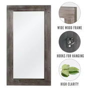Espejo de cuerpo entero rectangular de madera maciza en ángulo recto, 71x31 pulgadas, usado, color marrón (sin soporte)