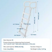 Escalera para piscina de servicio pesado de 5 peldaños con pasamanos dobles, peldaños de PE resistentes antideslizantes, capacidad de 400 lbs, se adapta a piscinas elevadas y enterradas de 48 a 54 pulgadas.