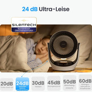 SwitchBot USB Tischventilator, leistungsstarker 24 dB leiser Batterie-Umluftventilator, Kompatibel mit Alexa/Google/Siri (Hub erforderlich), 4 Modi, 9-Std-Timer, Energieeffizienter Umluftventilator