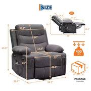 Sillón reclinable elevador eléctrico, reclinables eléctricos para ancianos con calor y masaje, asistencia para levantarse con portavasos, bolsillo lateral, para sala de estar