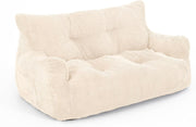 Puf Pamapic, puf para adultos con relleno, sillón doble tipo lounge con asa portátil, puf ergonómico moderno, silla tipo puf para interiores para salón, dormitorio, sala de juegos, beige