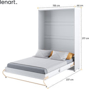 Cama abatible Homlando Lenart Concept Pro CP01 140x200 cm - Cama de pared vertical - Armario con cama abatible integrada - Cama funcional (Blanco mate)