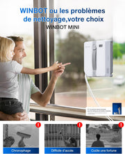 Robot limpiacristales ECOVACS WINBOT Mini, diseño compacto, boquillas dobles con pulverización ultrasónica, sistema de protección de 9 etapas, planificación inteligente de la trayectoria, blanco