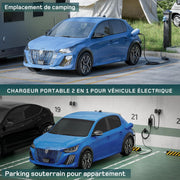 Cargador de coche eléctrico con APP 3,7kW [15m, 6-16A], cable de carga para coche eléctrico con soporte de pared, cargador Tipo 2 con pantalla LCD digital, compatible con E-208, Model Y, E-Tech y otros vehículos eléctricos/híbridos enchufables (EV/PHEV)
