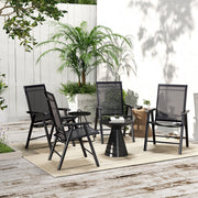 Juego de 4 sillas plegables para patio Outsunny con un diseño sencillo y elegante, cómodas para la terraza, el jardín, el patio y para viajar.