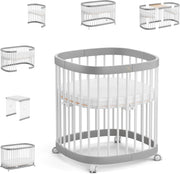 Cuna 7 en 1 tweeto®: cuna de madera evolutiva | cuna de colecho y cuna de barrotes de altura regulable | convertible en cama infantil y parque de juegos (haya natural)