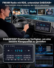 Autorradio 1 DIN con pantalla táctil de 10,1 pulgadas Android 14 2GB 64GB Bluetooth CarPlay Android Auto Navegación Cámara de visión trasera