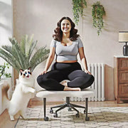 Silla de oficina ergonómica con diseño cruzado Pinmoco, silla de meditación con altura ajustable, giro de 360°, soporte lumbar, silla de trabajo y de oficina, silla para TDAH