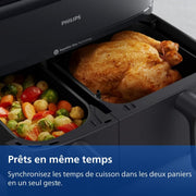 Philips Airfryer Serie 5000 - Freidora de aire de doble cesta con cocción al vapor, 9 L, RapidAir, 19 modos de cocción, hasta un 90 % menos de grasa, AirSteam, limpieza al vapor, HomeID (NA550/00)