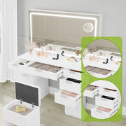 Tocador Moasis 46 con enchufe integrado, espejo iluminado y soporte para secador de pelo - 55.8" Al. x 46" An. x 11.7" Prof.
