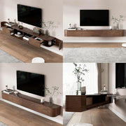 Consola multimedia para pared de TV flotante, banco de almacenamiento grande bajo TV, mueble bajo con cajones y soporte para router, (Blanco B + LED, 180 x 20 x 30 cm)
