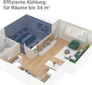 SUNTEC Aire acondicionado portátil Impuls 2.6 Eco R290 – Aire acondicionado móvil y silencioso con tubo de escape – Enfriador y deshumidificador para habitaciones de hasta 34 m² – Refrigeración móvil para hogar y oficina – 9.000 BTU | 2600 vatios
