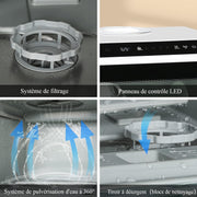 YU YUSING Mini Lavavajillas Compacto 45cm, 4 Cubiertos, 5+1 Programas, Secado PTC, Con o Sin Toma de Agua, Lavavajillas Pequeño de Libre Instalación, Portátil, Depósito 5L, Pantalla LED, Blanco y Negro