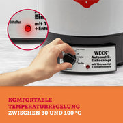 WECK Einkochautomat WAT14 (Serie Finale) esmaltado con termostato de precisión – Olla para conservas de 29 L, calentador de vino caliente, extractor de jugos al vapor, autoclave para conservas – Hecho en Alemania, alta calidad y versátil