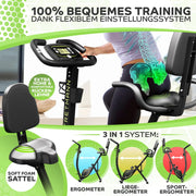 Tretmann NUEVA Bicicleta estática plegable 3 en 1 - extra silenciosa y cómoda - [SoftFoam] probada por DEKRA - con acceso bajo, bicicleta ergómetro para el hogar, bicicletas de fitness plegables