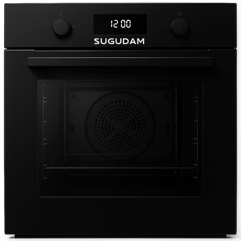 Horno eléctrico empotrable negro con pantalla digital y ventilador de convección