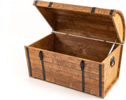 CREATIVE COOPER Baúl de madera 180L – Arcón de almacenamiento clásico en madera de aliso aceitada – Diseño vintage – Para salón, terraza y jardín – 80x50x50 cm