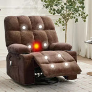 Sillón reclinable extragrande para adultos, sofá mecedor giratorio manual, bolsillos laterales y portavasos para personas altas y grandes, sala de estar