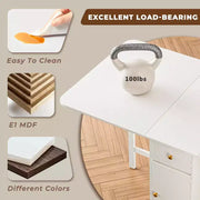 Mesa de comedor plegable ATJafurn de 59'' con alas abatibles para espacios pequeños, mesa de cocina extensible de madera rectangular con ruedas y almacenamiento