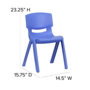 Paquete de 10 sillas escolares apilables de plástico de Flash Furniture con altura de asiento de 13.25 pulgadas