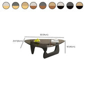 Mesa de centro triangular de madera con cubierta de cristal
