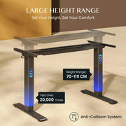 FLEXISPOT Base de mesa ajustable en altura E1 Pro motor dual, gestión de cables, pantalla LED de altura, 4 memorias, oficina, hogar.