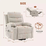 Sillón reclinable elevador eléctrico, reclinables eléctricos para ancianos con calor y masaje, asistencia para levantarse con portavasos, bolsillo lateral, para sala de estar