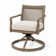 Sillón giratorio de madera de acacia con tejido de cuerda de polipropileno y cojín de poliéster