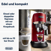 De'Longhi Dedica Style EC 685.M – Cafetera espresso de bomba tradicional, con espumador de leche profesional, solo 15 cm de ancho, para café molido o monodosis ESE, depósito de 1 l, plata