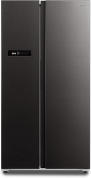 Midea KS-DDX 6.32 WT Frigorífico americano / 178,8 cm de altura / 254 kWh/año / No Frost / Compresor Dual Inverter / con dispensador de agua/hielo 3 en 1 y depósito de agua, Dark Inox
