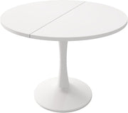 Mesa de comedor redonda extensible, 100/140x100x75 cm, mesa de comedor elíptica de madera para 2-8 personas, mesa de centro para cena, sala de estar y comedor (completamente blanca)