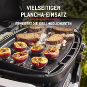 Barbacoa de gas Weber Q 2200N con mesas laterales y soporte compacto/parrilla para terrazas y balcones con quemadores de alto rendimiento, rejillas de hierro fundido vitrificado y encendido electrónico, negro medianoche