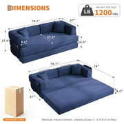 Sofá cama convertible 5 en 1: diván de suelo de pana de 78.8" con brazos, respaldo y cojines ajustables