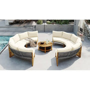 Conjunto de muebles de exterior para 6 personas con cojines y 1 mesa de centro