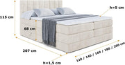 Cama boxspring ALTDECOR con colchón y somier, cubrecolchón, cama tapizada con arcón, cama con espacio de almacenamiento, colchón H3 y H4, cama doble, cama tipo boxspring - OTTA King - 180x200 - Terciopelo beige
