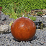 Fuente de esfera de acero corten CLGarden CSB50, fuente de jardín, juego de agua, esfera de óxido, fuente ornamental con iluminación LED