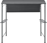 Cenador para barbacoa, toldo de recepción para jardín, tienda con mostrador y ganchos, gazebo robusto para exteriores, acero lacado, poliéster, 215 x 220 x 140 cm, antracita, gris oscuro
