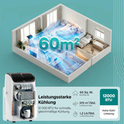 Aire acondicionado portátil SereneLife de 12.000 BTU con función de calefacción – Aire acondicionado compacto para habitaciones de hasta 32 m² | Refrigeración, calefacción, deshumidificador y ventilador | 48 dB | Gris