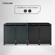 STEELSØN Thoria Mülltonnenbox 4er bis 240L – Mülltonnenverkleidung aus Stahl in Anthrazit – hochwertige Müllcontainer für 4 Tonnen – Müllbox wetterfest – UV-beständige Gerätebox/Mülltonnen Box