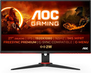 AOC Gaming 27G2SPAE - Monitor FHD 27", 165 Hz, 1 ms MPRT, FreeSync, Compatible con G-Sync, Altavoz (1920 x 1080, VGA, HDMI, DisplayPort) Negro/Rojo