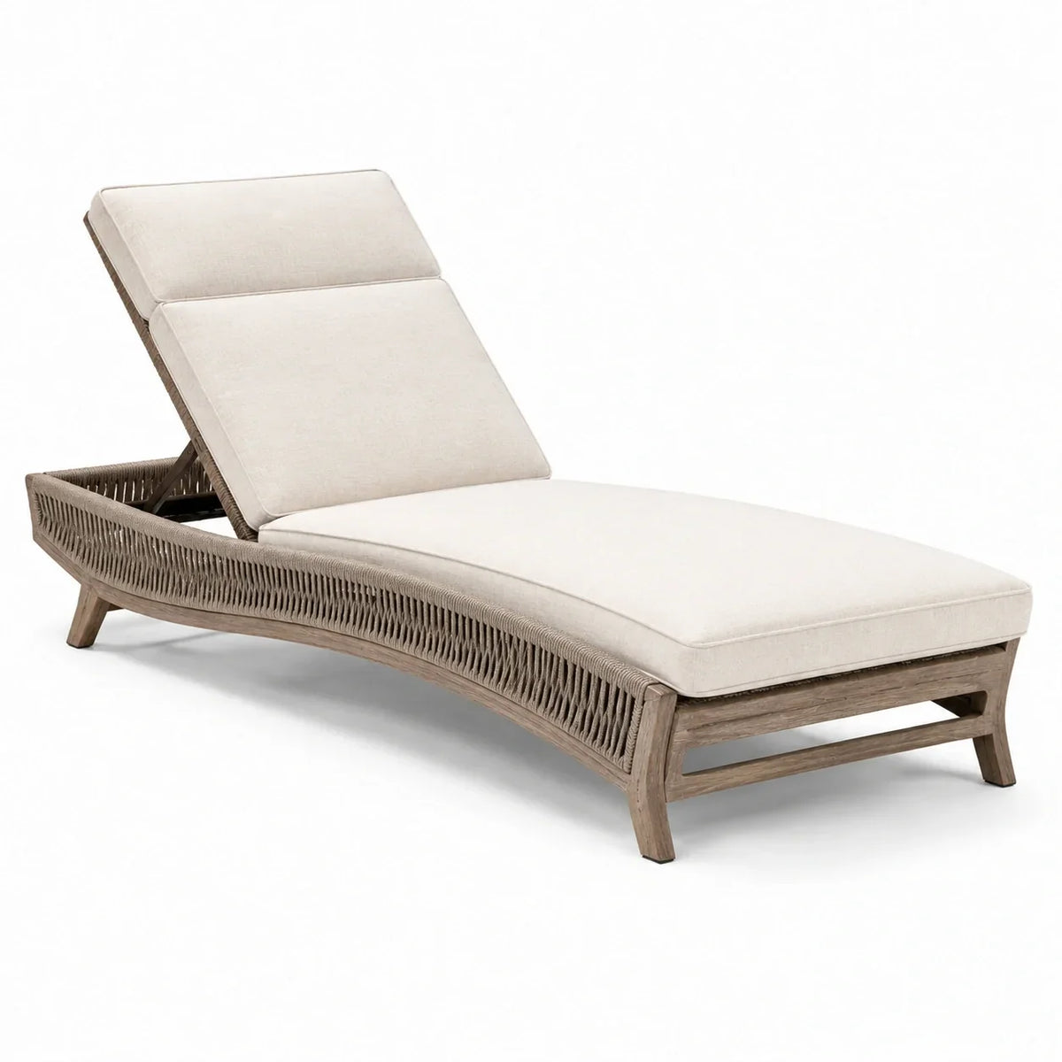 Tumbona de jardín de madera y tela beige 200x70x35 cm
