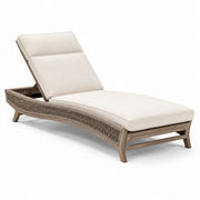 Tumbona de jardín de madera y tela beige 200x70x35 cm