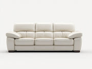 Sofás de 3 plazas tapizados en cuero sintético, estructura de madera, 220x95x90 cm - Beige - Diseño moderno