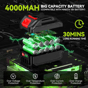 Podadora de altura inalámbrica, mini motosierra a batería de 6 pulgadas y 8000 mAh con motor sin escobillas, podadora eléctrica 2 en 1, extensión de hasta 4,8 m, para ramas y jardín