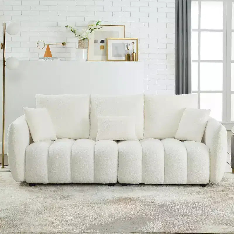 Sofá de 3 plazas GDFStudio Alanna de 19.5" con tapizado de tela tipo borreguito y cojines