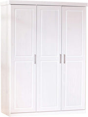 Inter Link - Armario - Armario de puertas batientes - Ropero - Guardarropa - Armario de dormitorio - 3 puertas - Pino macizo - Magnus - Lacado en blanco