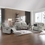 Mobilier-Deco Denys - Sofá de 2 plazas relax manual, piel sintética, gris claro